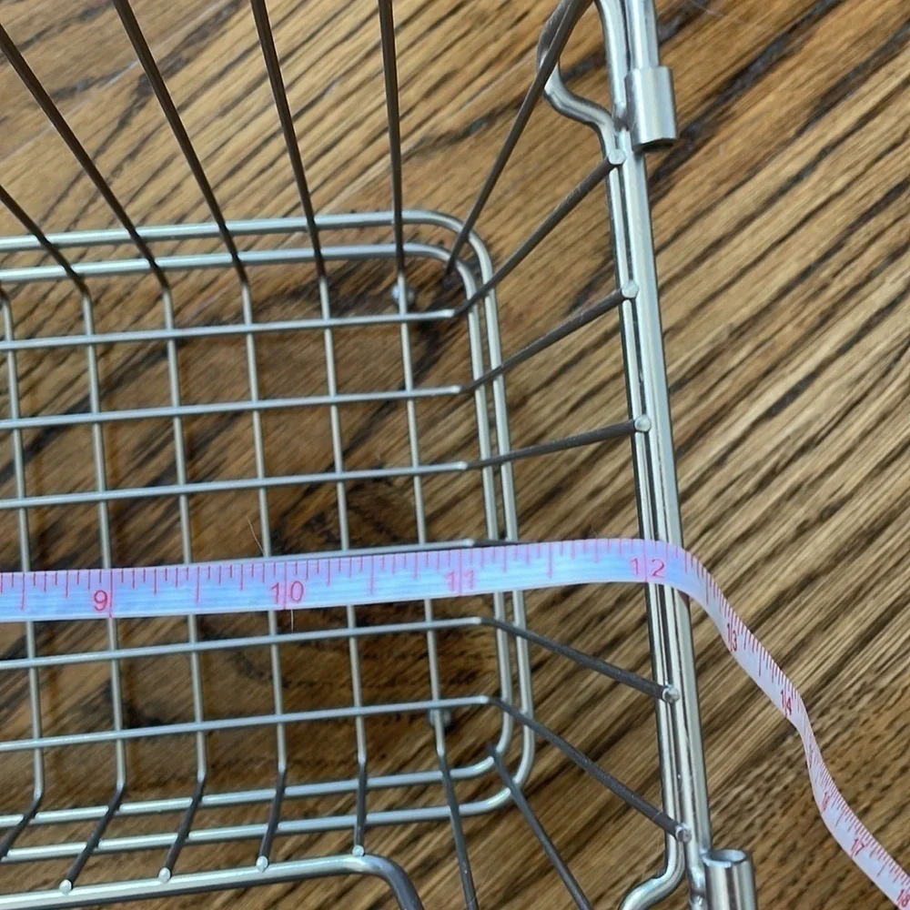 Silver metal organizing basket with handles